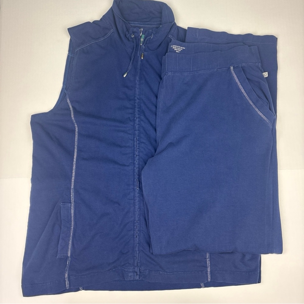 Zenergy By Chico's Women Size 2 Large Tracksuit Blue Sleeveless Cotton Blend